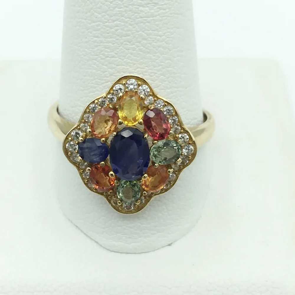 10K Multicolor Sapphire and Quartz Ring - image 2