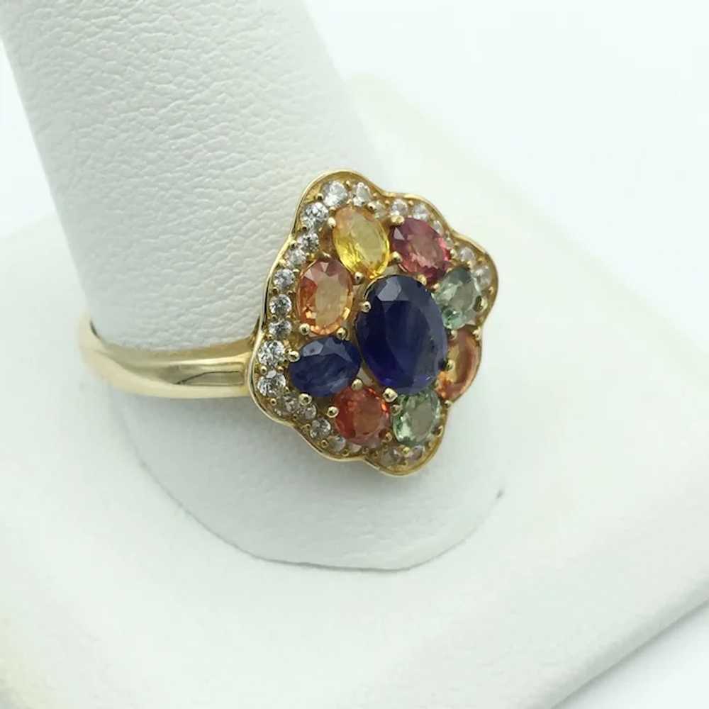 10K Multicolor Sapphire and Quartz Ring - image 3