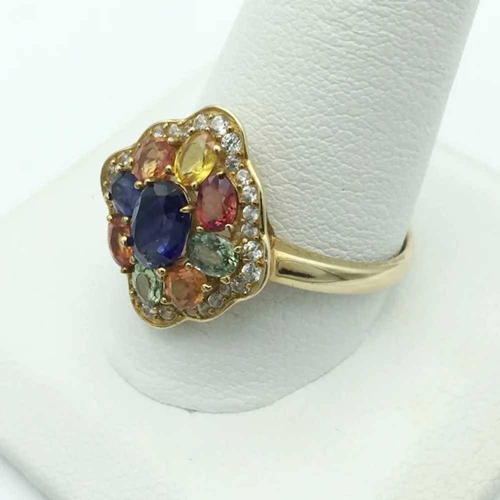 10K Multicolor Sapphire and Quartz Ring - image 4