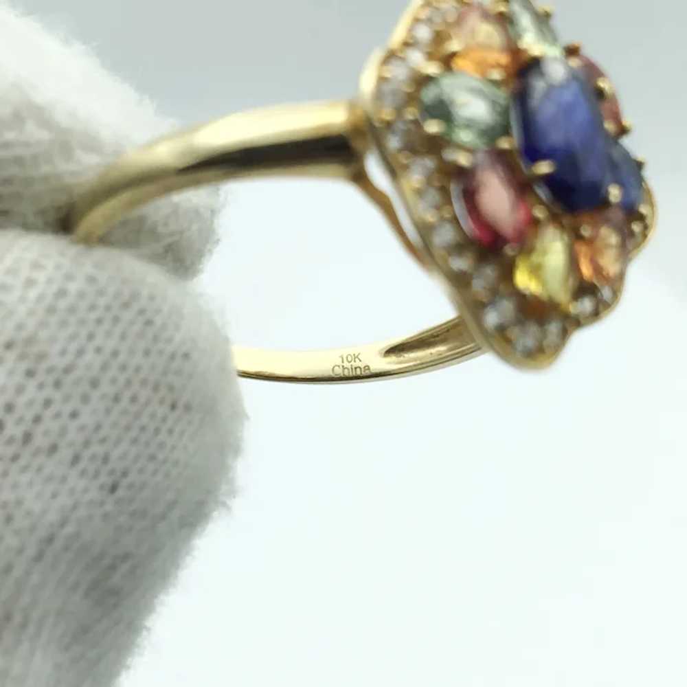 10K Multicolor Sapphire and Quartz Ring - image 5