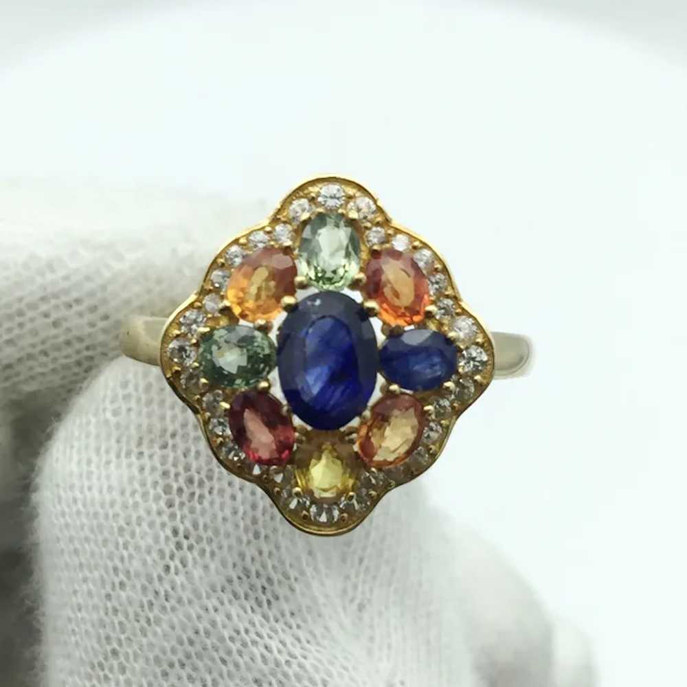 10K Multicolor Sapphire and Quartz Ring - image 6