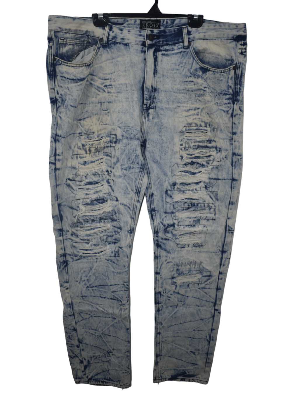 Biker Jeans × Vintage Vintage Kroix Acid Wash Bik… - image 1