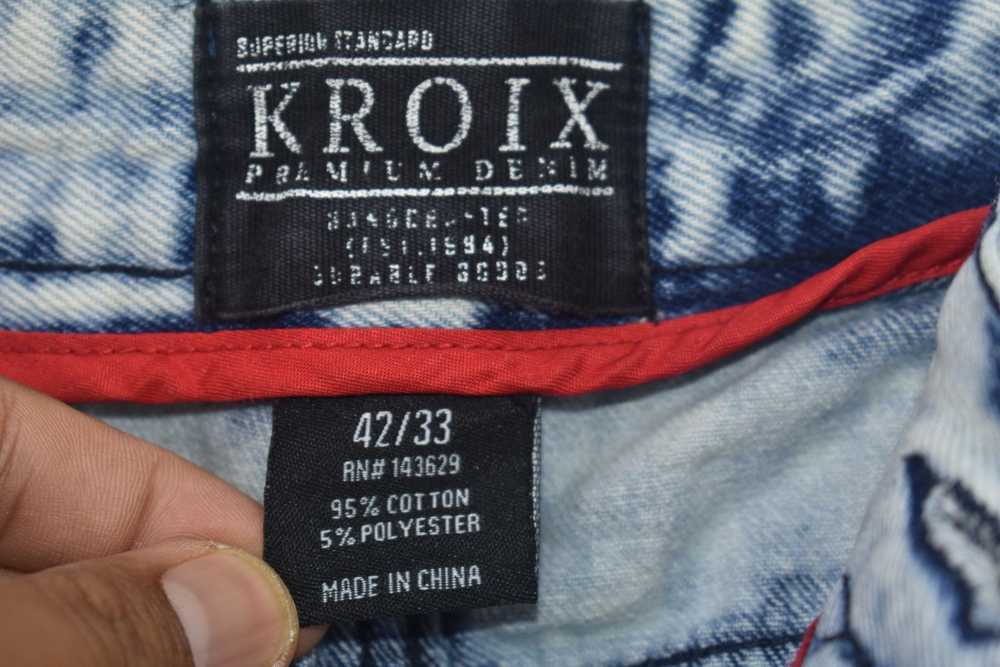 Biker Jeans × Vintage Vintage Kroix Acid Wash Bik… - image 4