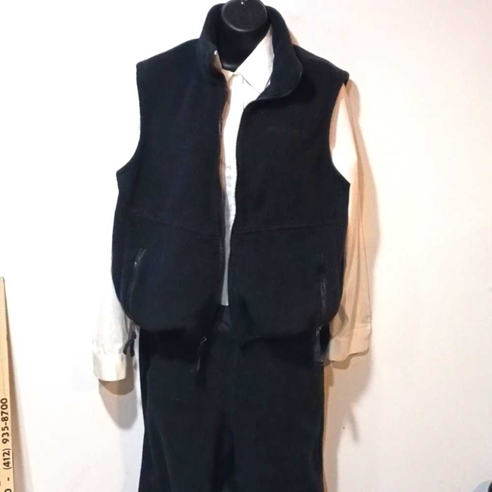 Vintage Moonstone 2 piece Black Fleece Set Vest P… - image 1