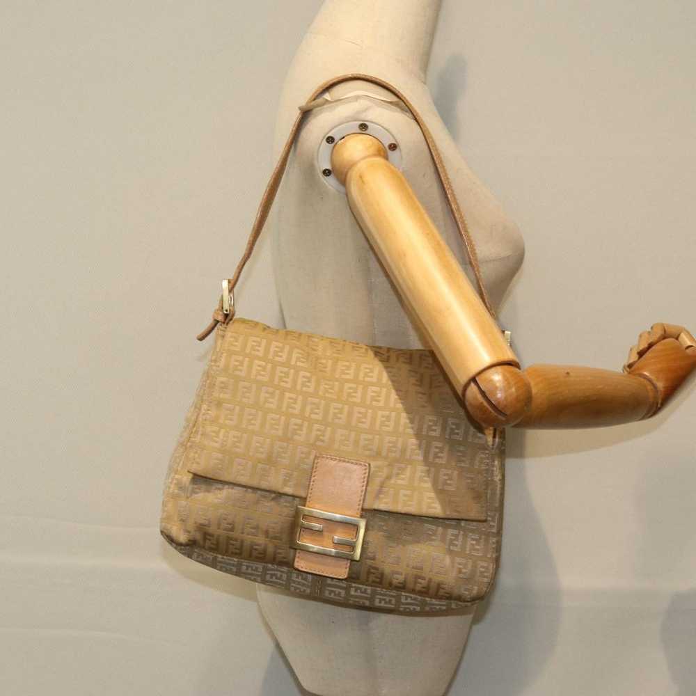 Fendi Mamma Baguette Beige Canvas Shoulder Bag (P… - image 6