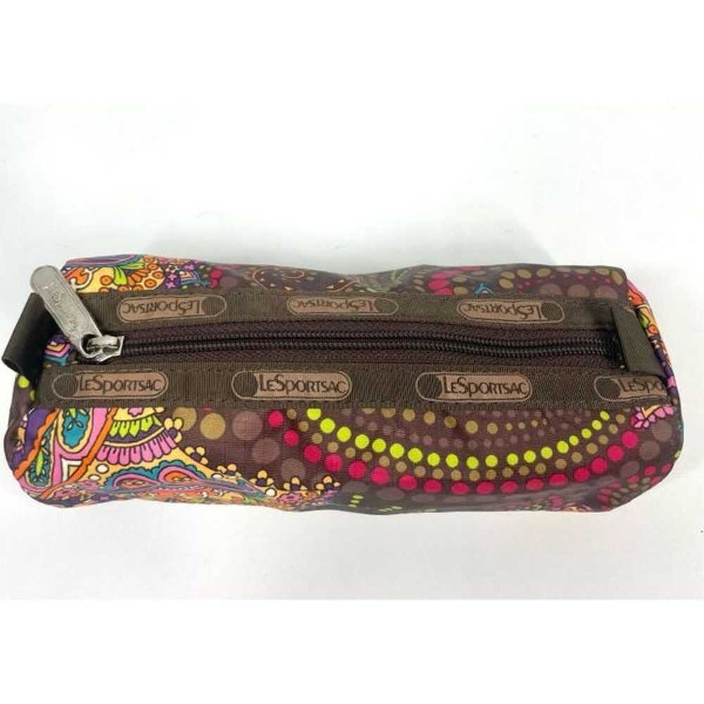 Vintage LeSportsac Paisley Brown Barrel Zip Pouch… - image 2