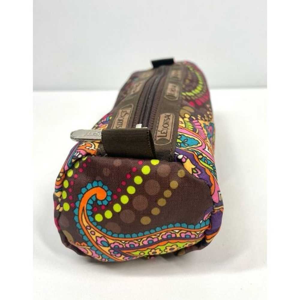 Vintage LeSportsac Paisley Brown Barrel Zip Pouch… - image 3