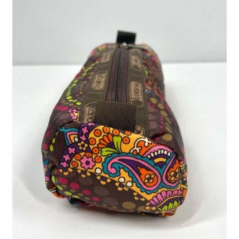 Vintage LeSportsac Paisley Brown Barrel Zip Pouch… - image 4