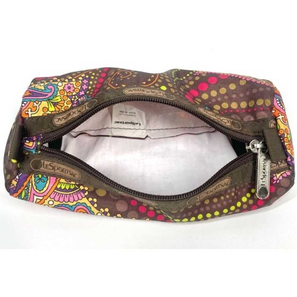 Vintage LeSportsac Paisley Brown Barrel Zip Pouch… - image 6