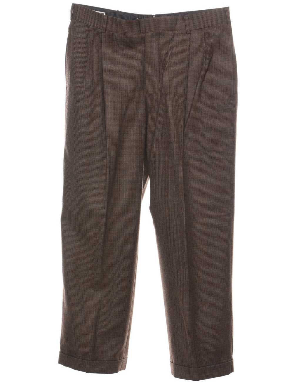 Checked Pattern Brown Classic Trousers - W33 L28 - image 1