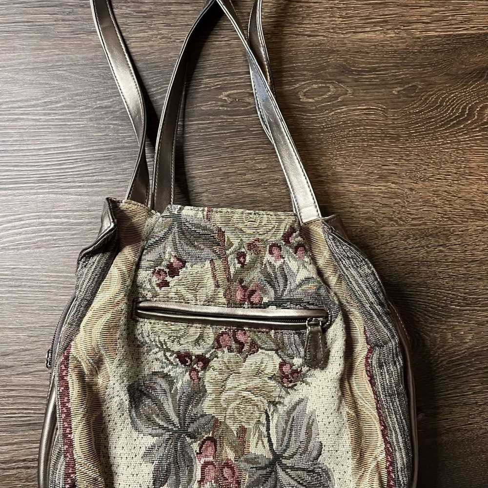 Vintage Floral tapestry style embroider purse - image 2