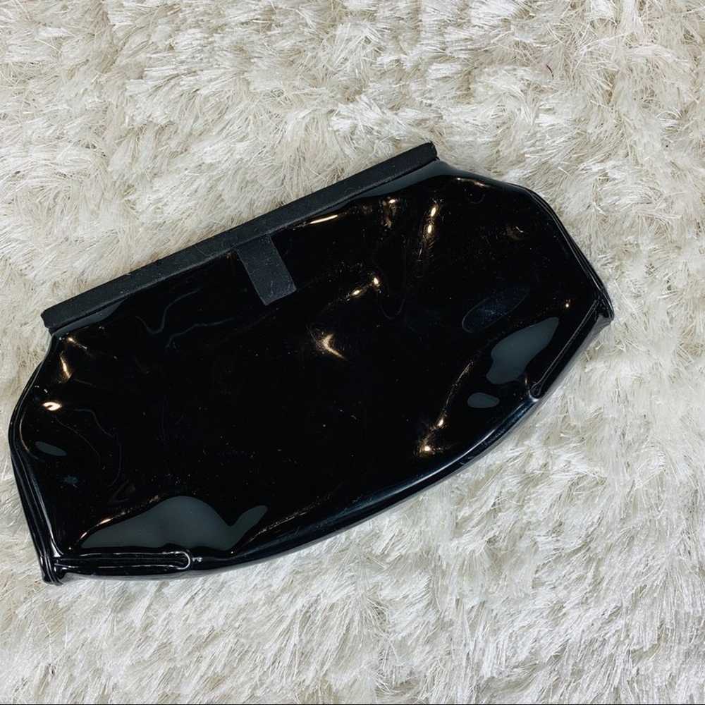 Vintage Black Clutch Purse Faux Patent Leather - image 1