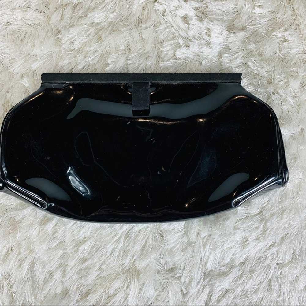 Vintage Black Clutch Purse Faux Patent Leather - image 2