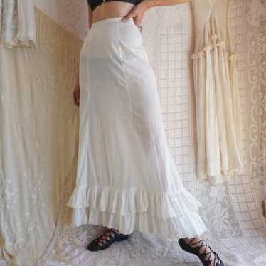 Antique Cotton Semi Sheer Ruffled Petticoat