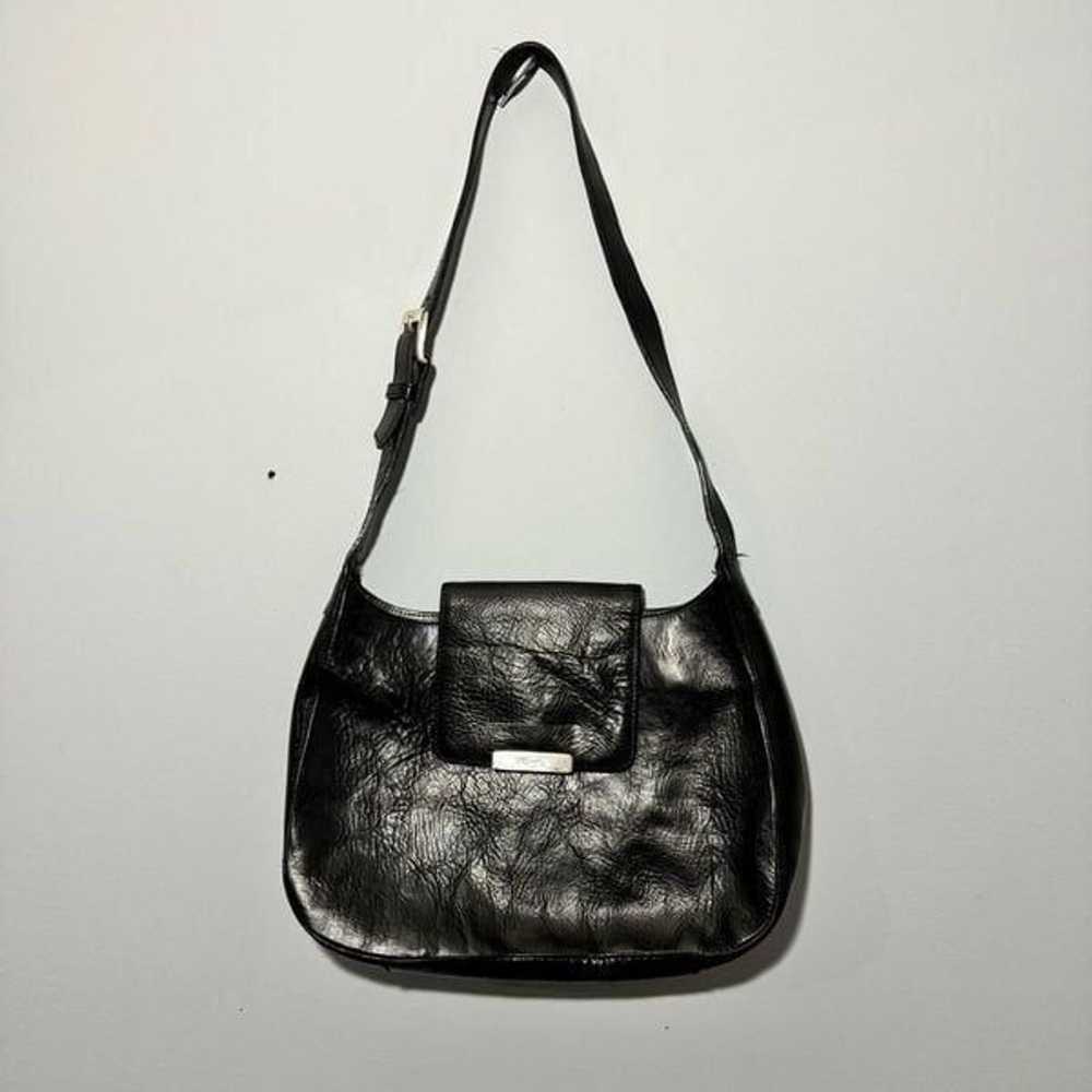 Vintage Fossil Black Leather Hobo Adjustable Shou… - image 2