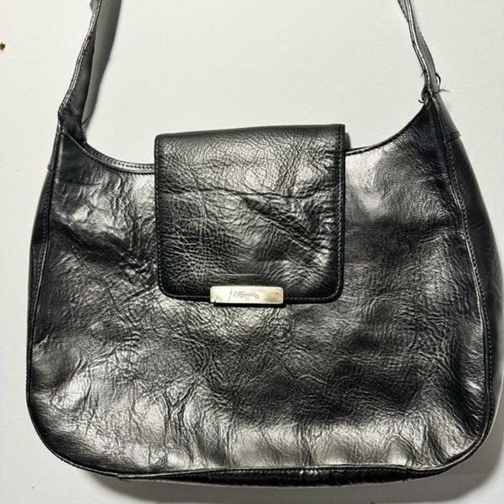 Vintage Fossil Black Leather Hobo Adjustable Shou… - image 4