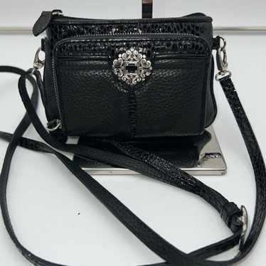 Brighton Vintage Small Crossbody Croc Embossed Wa… - image 1