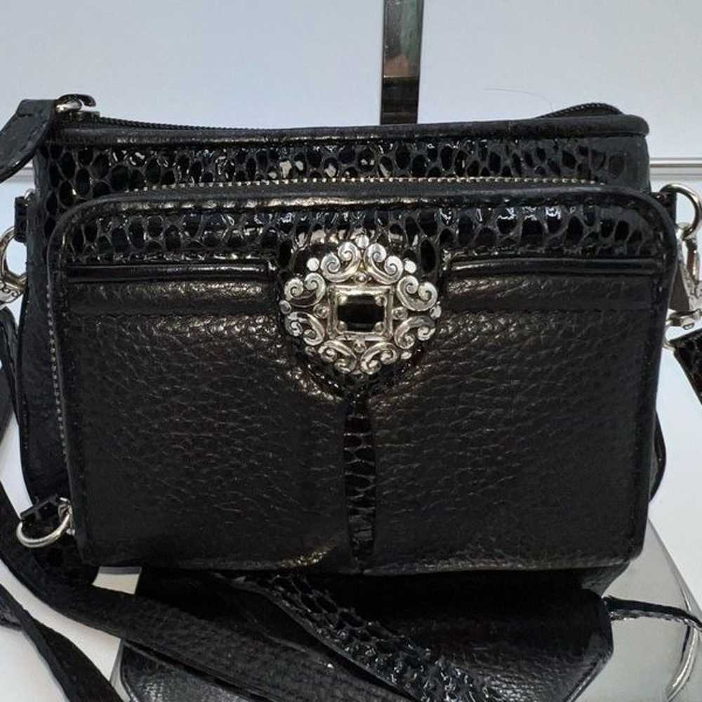 Brighton Vintage Small Crossbody Croc Embossed Wa… - image 2