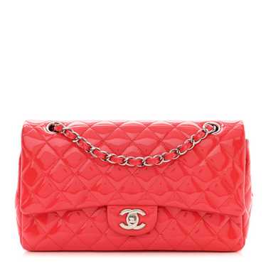 CHANEL Patent Quilted Medium Double Flap Dark Pink - image 1