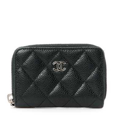 CHANEL Caviar Quilted Zip Coin Purse Black - image 1