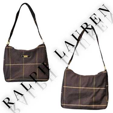 Vintage Ralph Lauren Brown Plaid Houndstooth Shou… - image 1