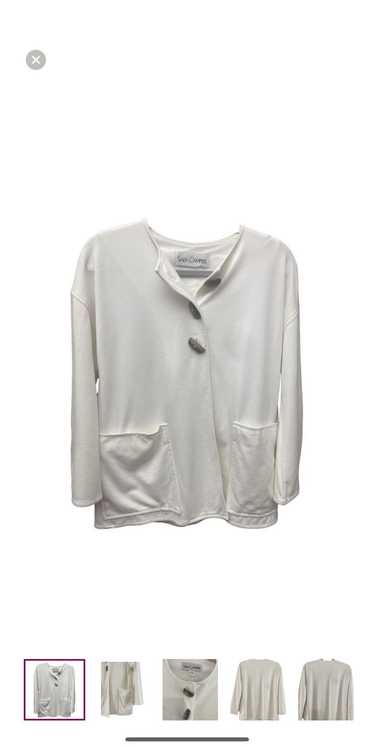 Designer Sarah Campbell White Bone Buttons Jacket… - image 1