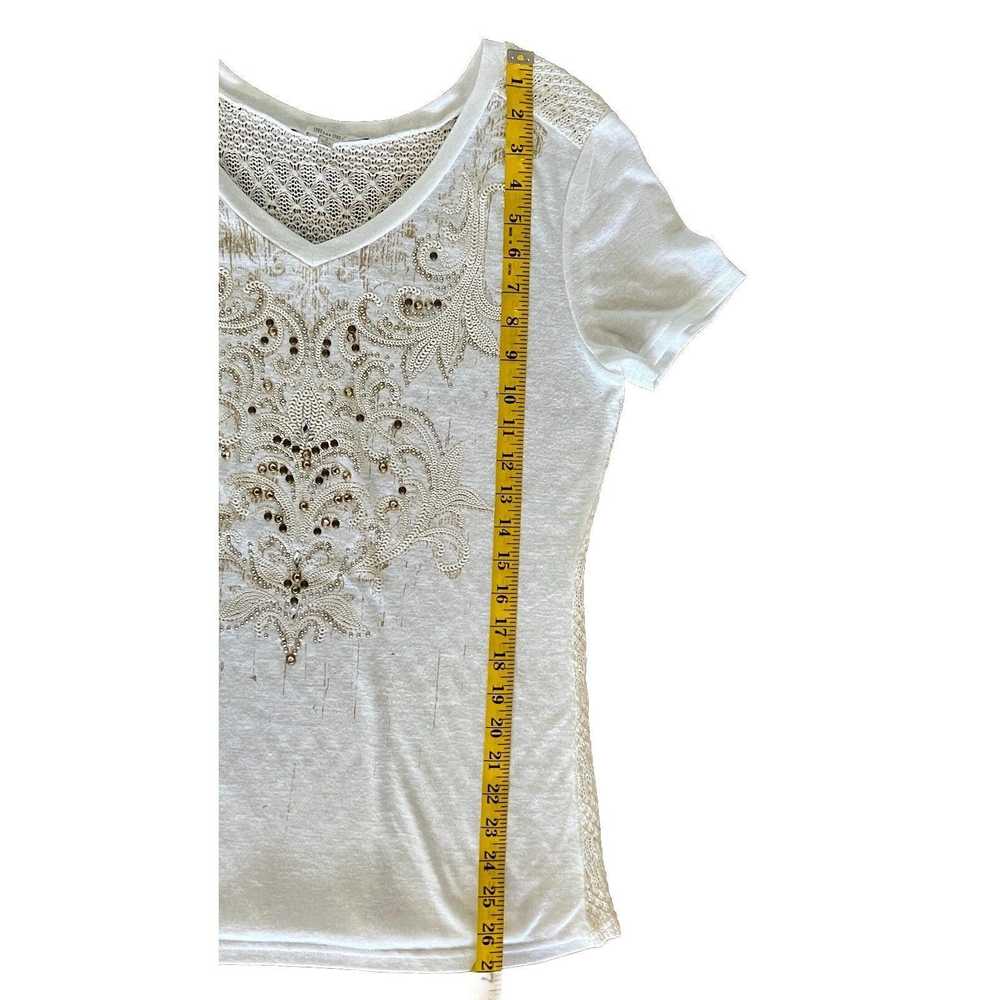 Miss Me Miss Me Women’s L Cream Shirt Faux Embroi… - image 4