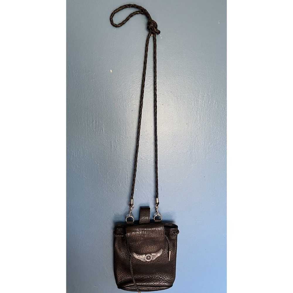 Harley Davidson Vintage Black Leather Cross Body … - image 2