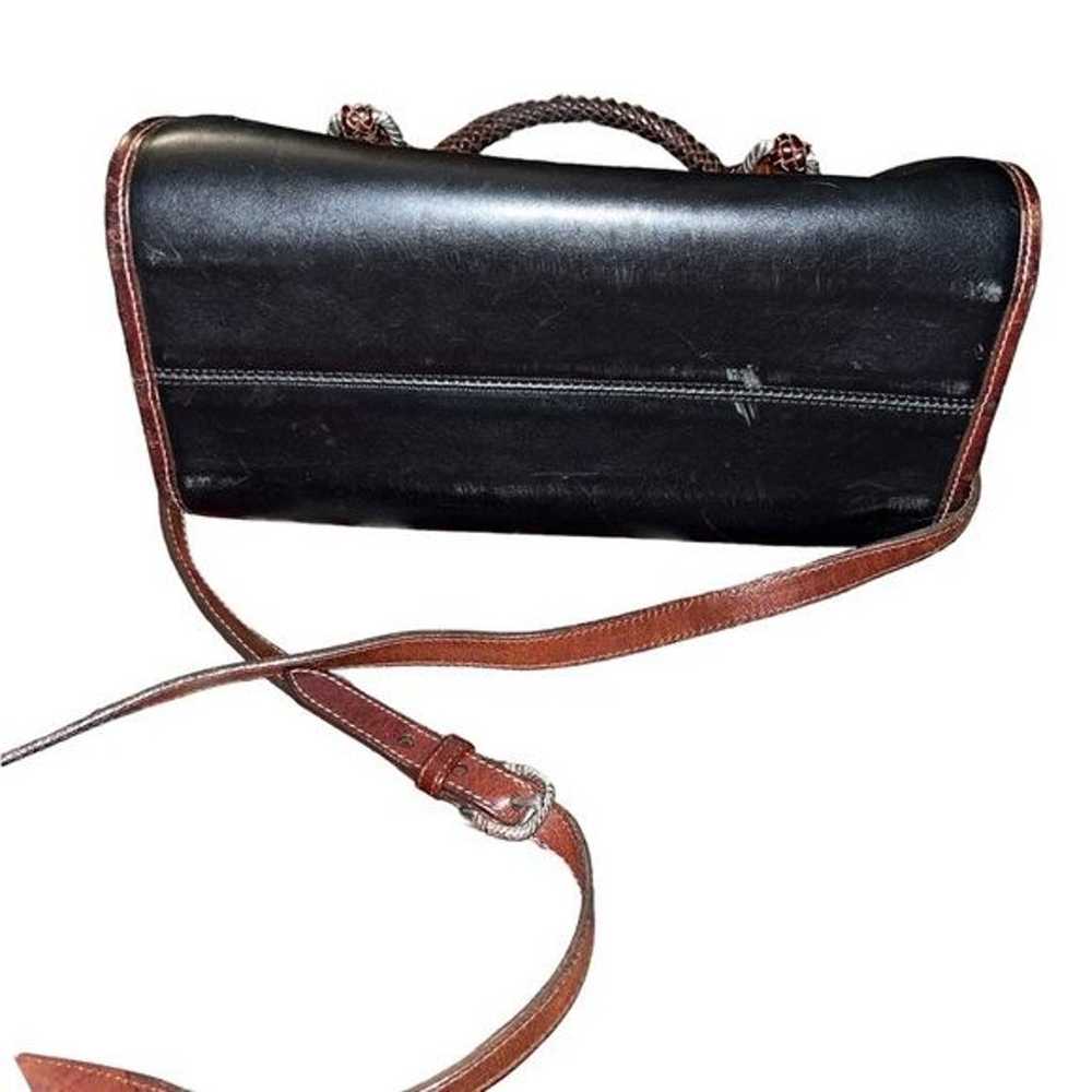 Brighton Brown Navy Classic Leather Vintage Handb… - image 3