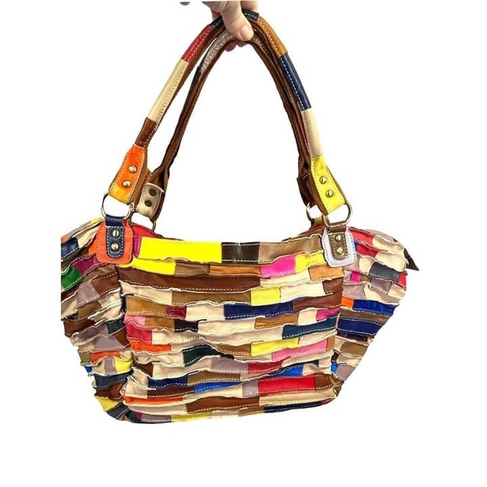 Large Patchwork Multicolor Hobo Tote Slouch Bag Y… - image 10