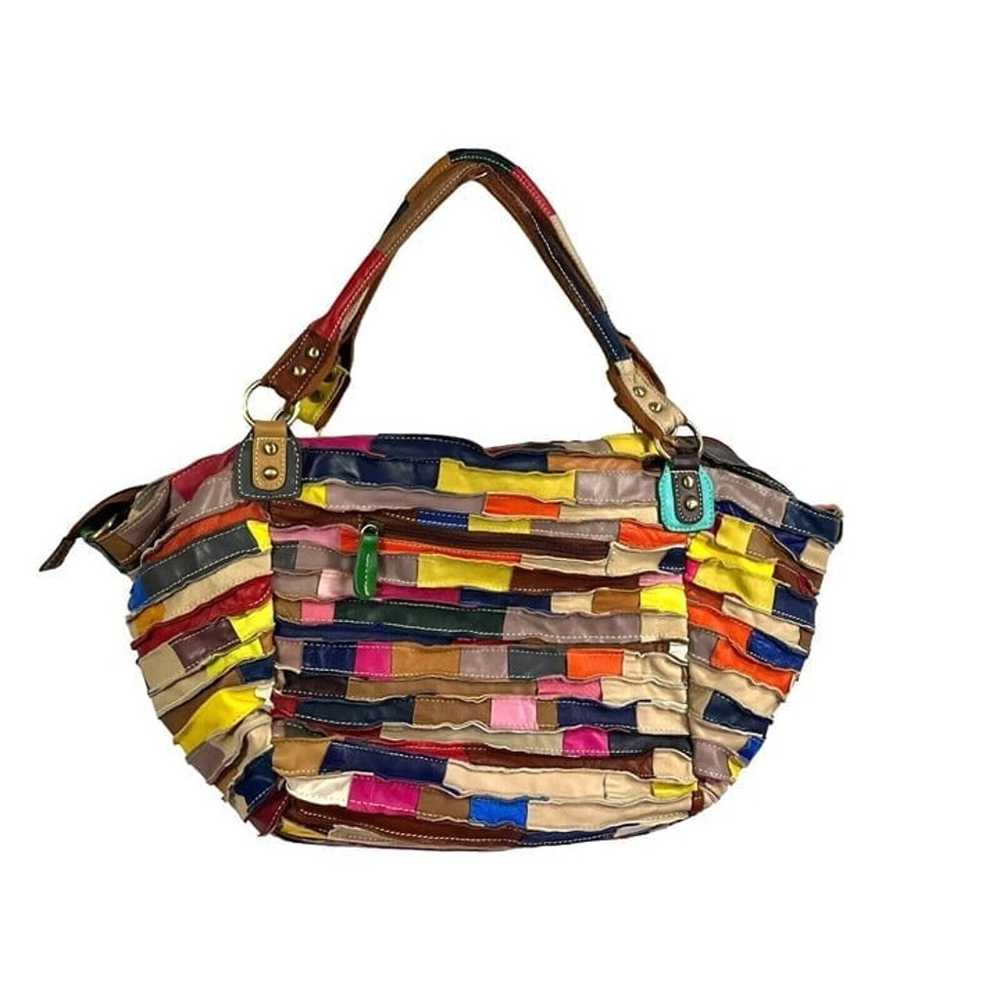 Large Patchwork Multicolor Hobo Tote Slouch Bag Y… - image 1