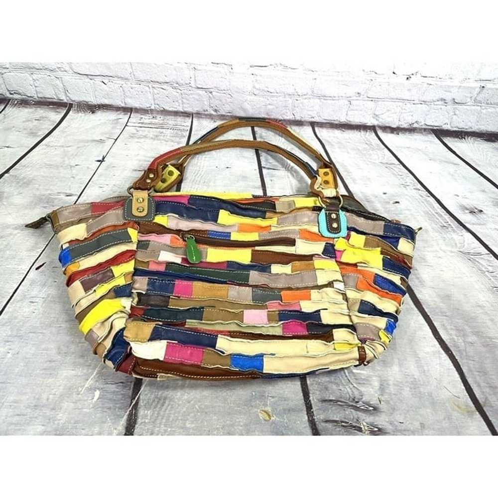 Large Patchwork Multicolor Hobo Tote Slouch Bag Y… - image 2