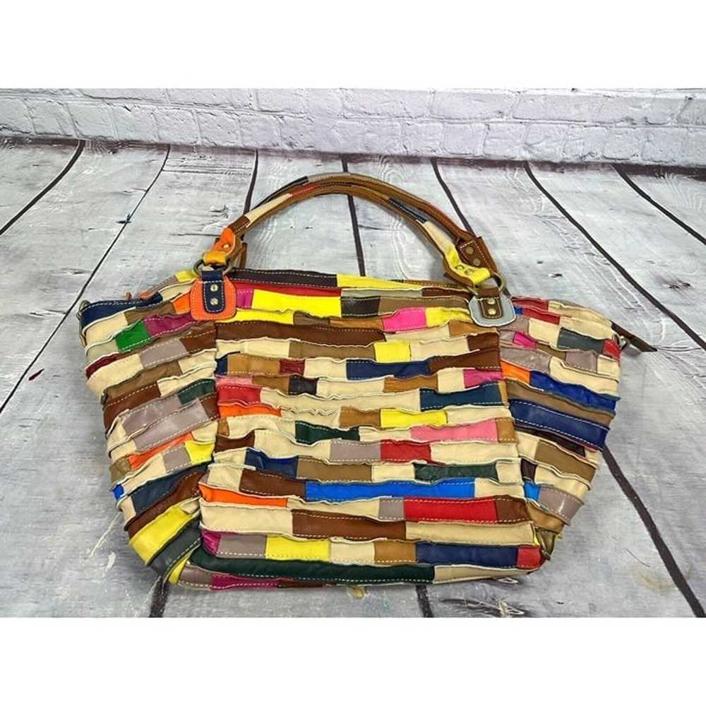 Large Patchwork Multicolor Hobo Tote Slouch Bag Y… - image 4