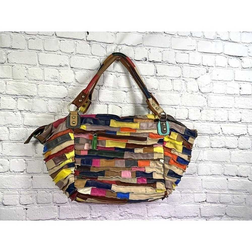 Large Patchwork Multicolor Hobo Tote Slouch Bag Y… - image 5