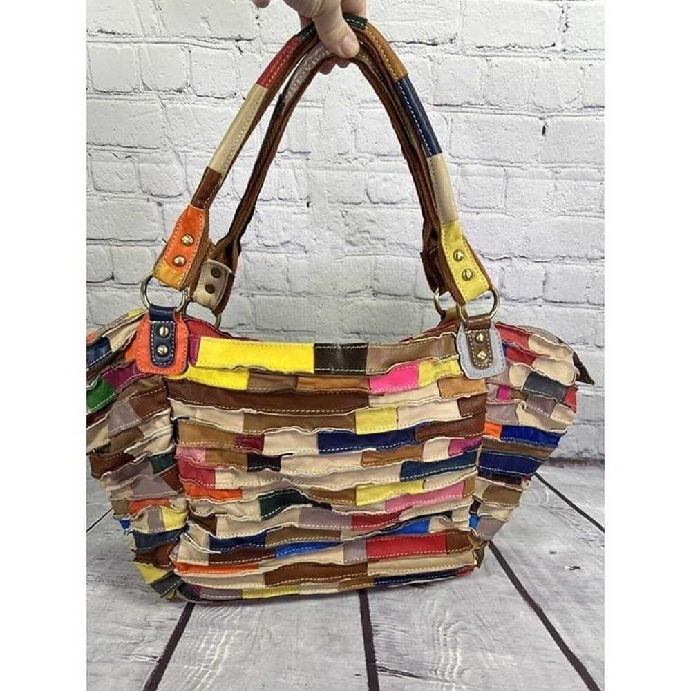 Large Patchwork Multicolor Hobo Tote Slouch Bag Y… - image 6