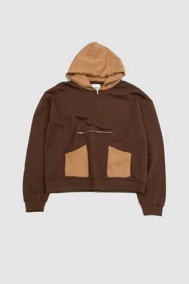 Vintage Quarter Zip Two Tone Hoodie - Brown/Tan - image 1