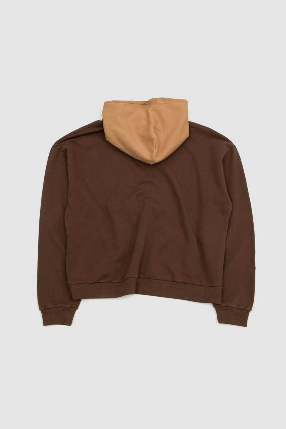 Vintage Quarter Zip Two Tone Hoodie - Brown/Tan - image 5