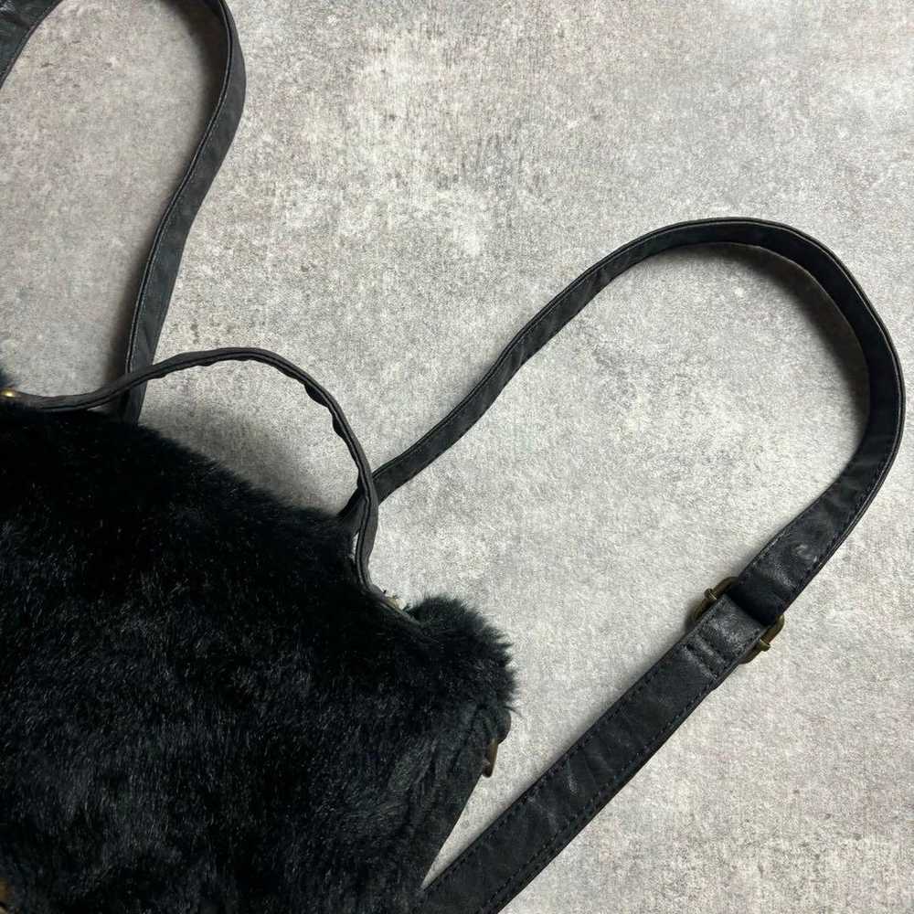 00s vintage rucksack shoulder bag leather fur - image 4