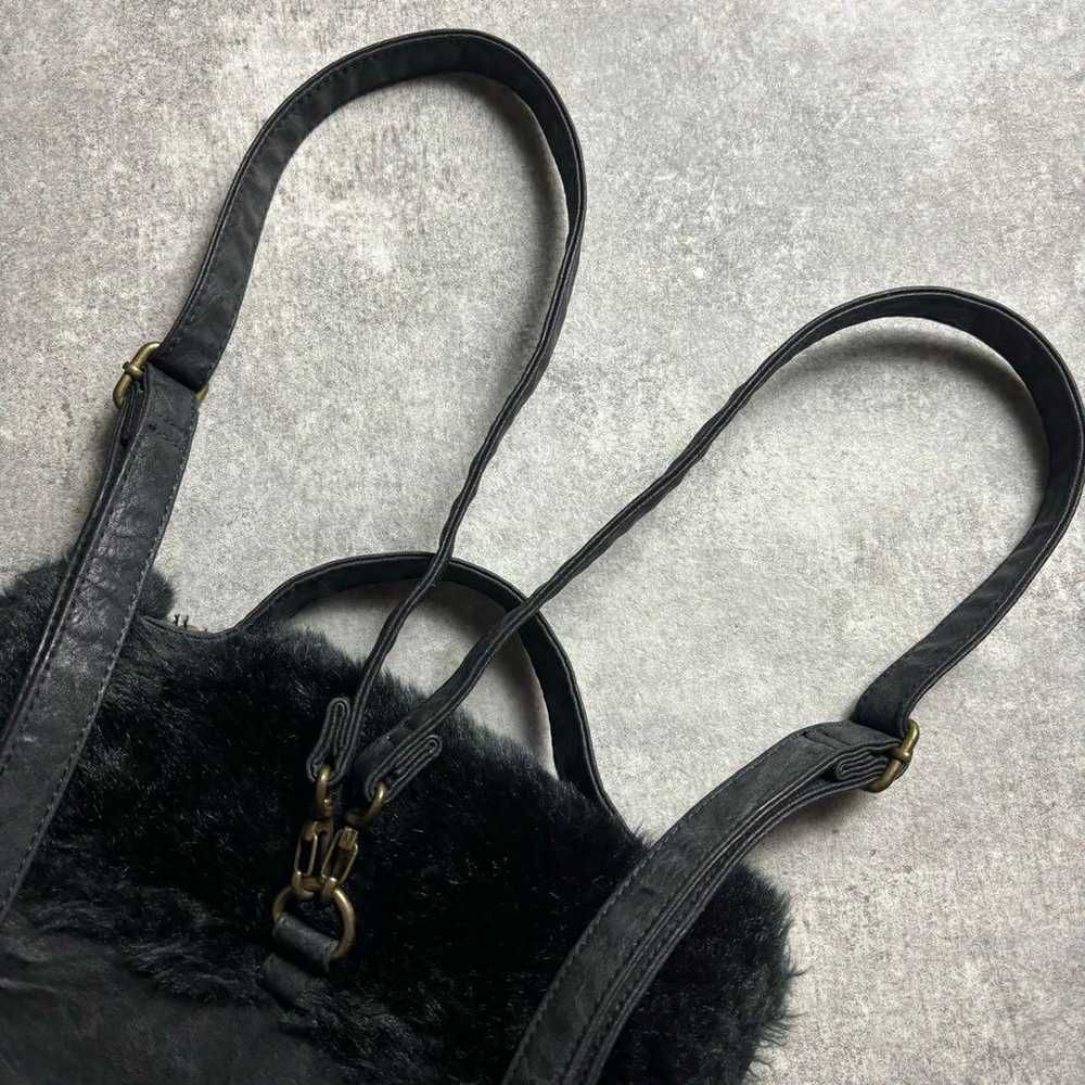 00s vintage rucksack shoulder bag leather fur - image 9