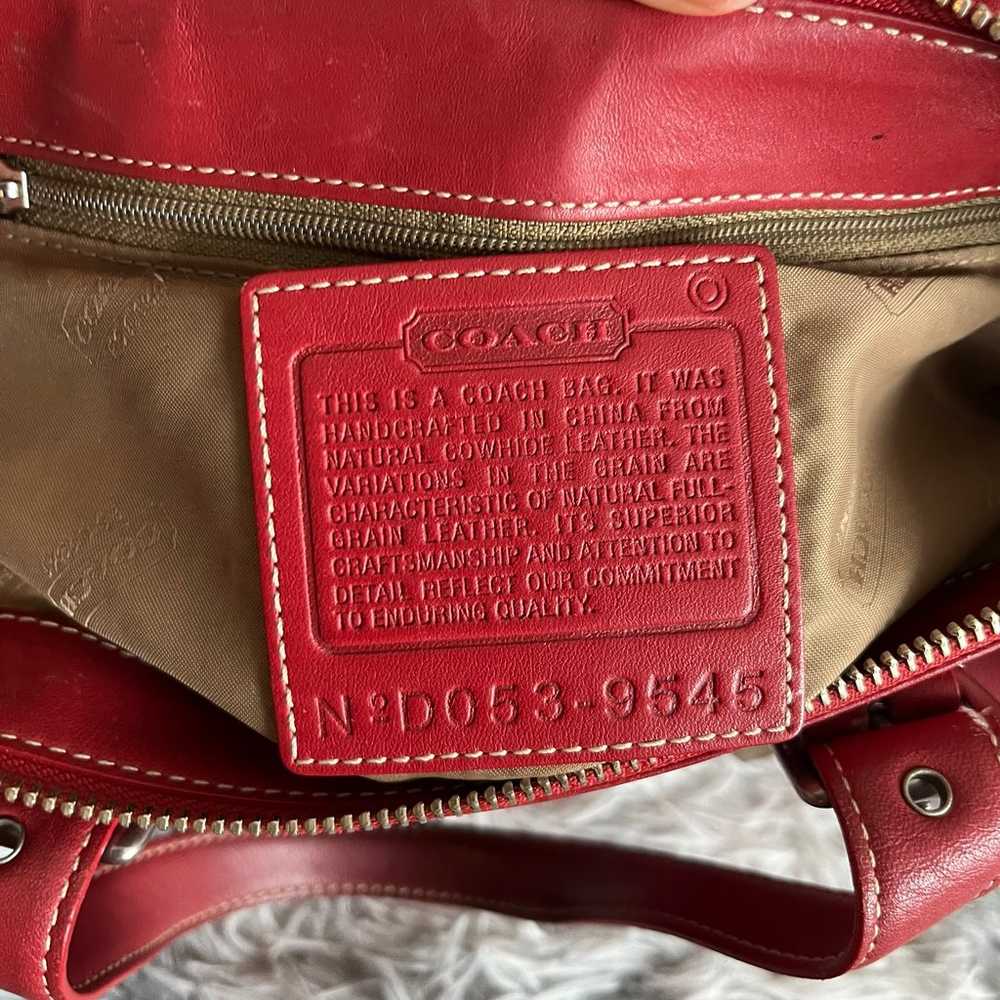 Vintage Coach Legacy Ruby Red Leather Hand Bag / … - image 10