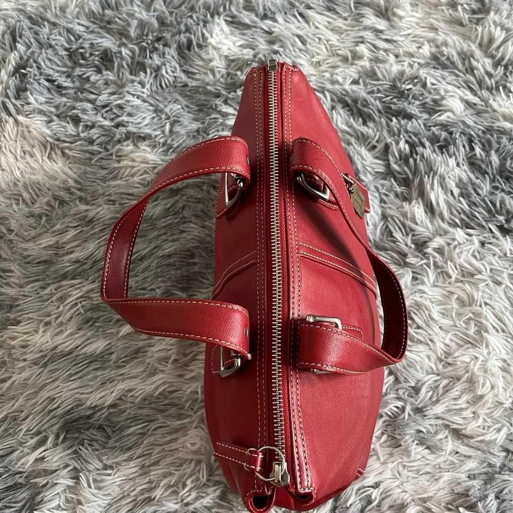 Vintage Coach Legacy Ruby Red Leather Hand Bag / … - image 11