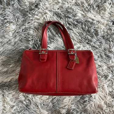 Vintage Coach Legacy Ruby Red Leather Hand Bag / … - image 1