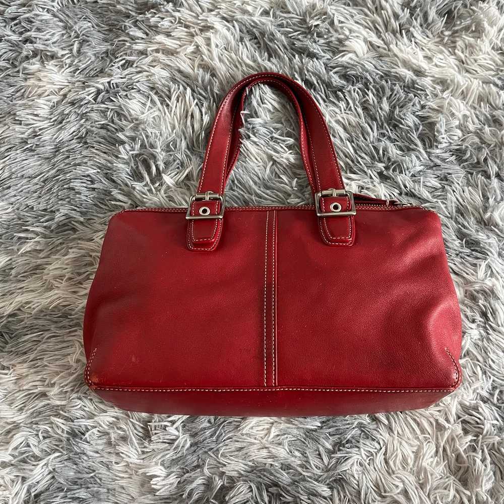 Vintage Coach Legacy Ruby Red Leather Hand Bag / … - image 5