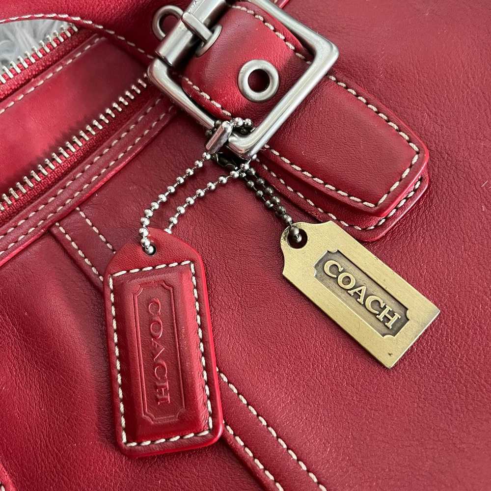 Vintage Coach Legacy Ruby Red Leather Hand Bag / … - image 6