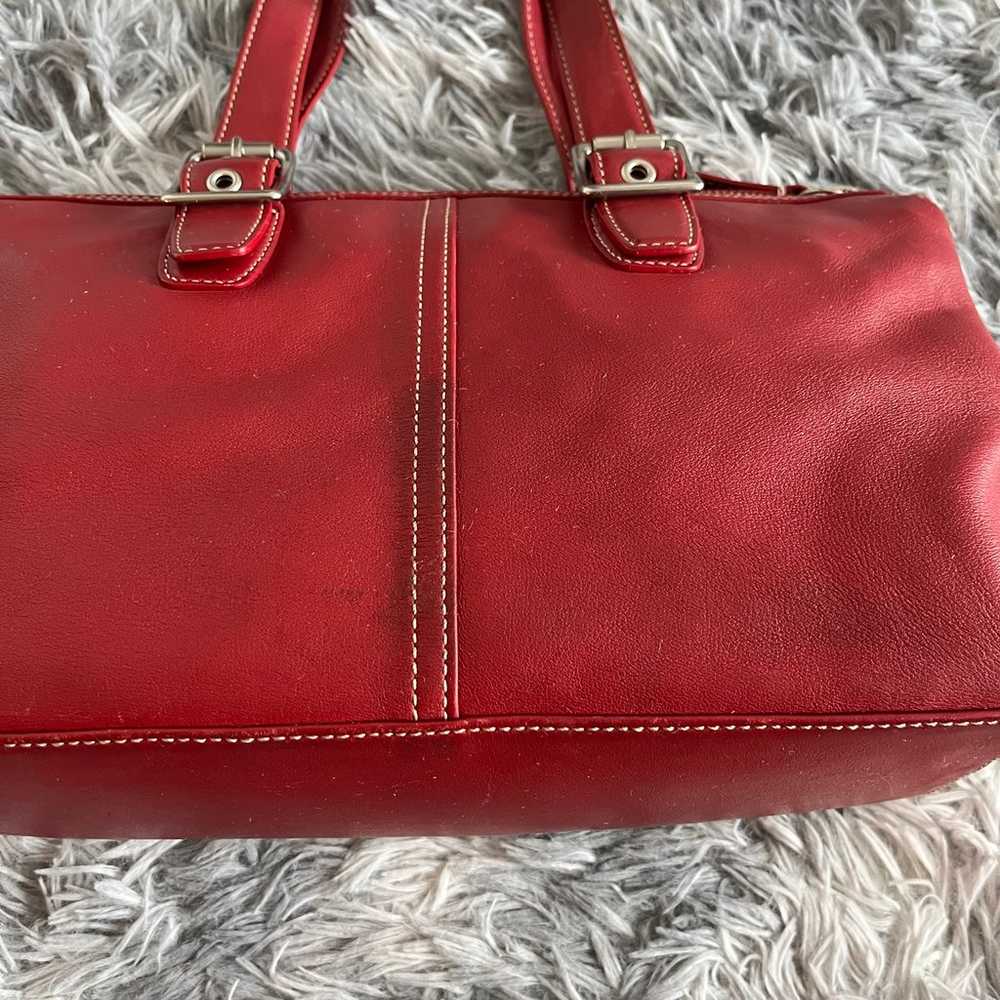 Vintage Coach Legacy Ruby Red Leather Hand Bag / … - image 7