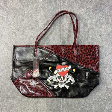 Ed Hardy Purse Womens Large Red Black Tote Love K… - image 1