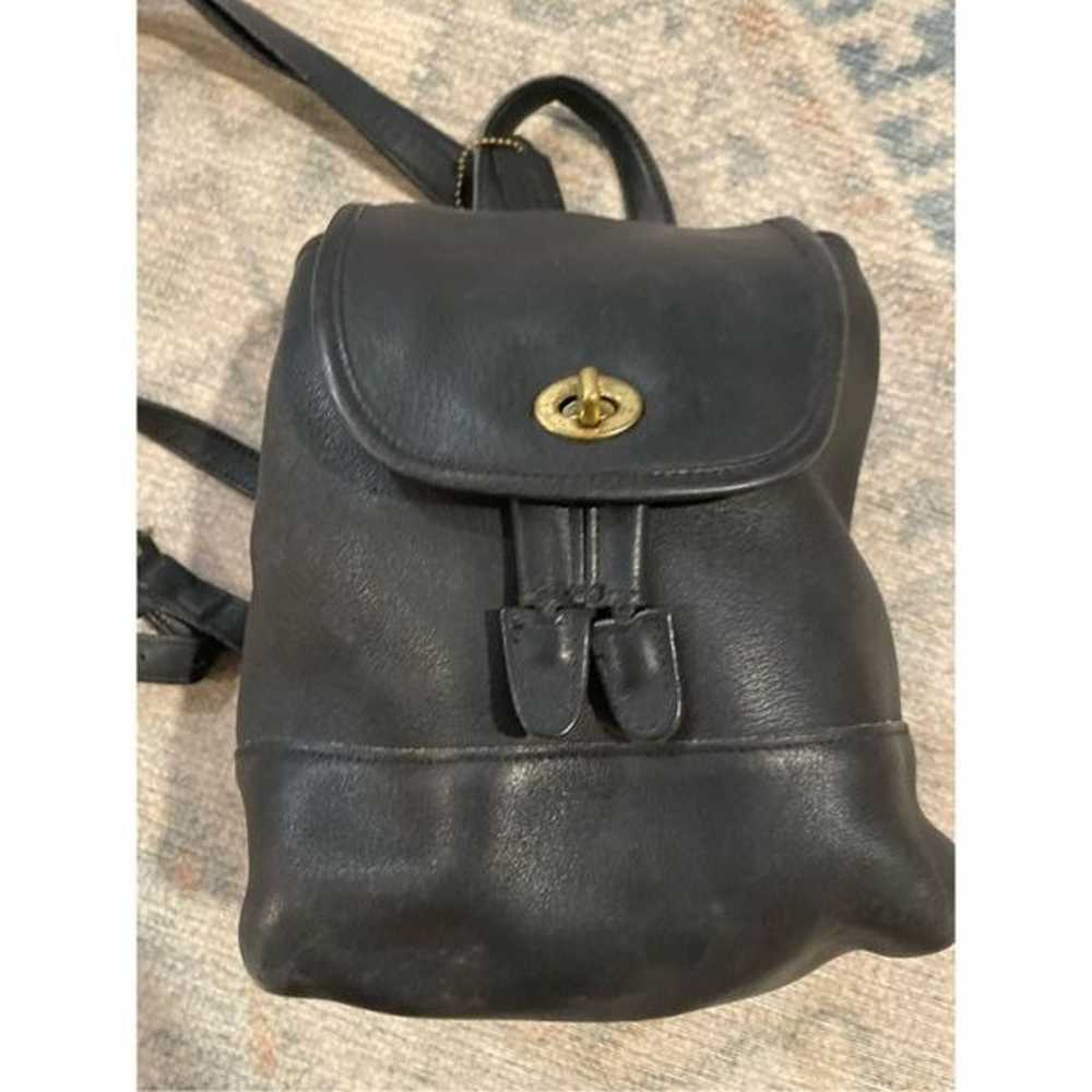 Vintage Coach Womens Black Leather Daypack Drawst… - image 1