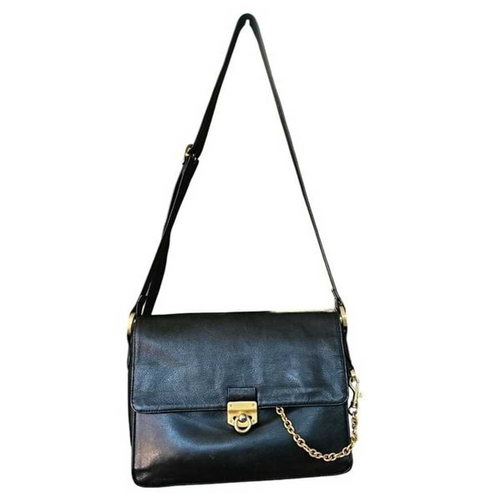 Vintage Bloomingdale',s Black Leather Crossbody G… - image 1