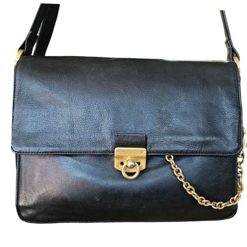 Vintage Bloomingdale',s Black Leather Crossbody G… - image 2