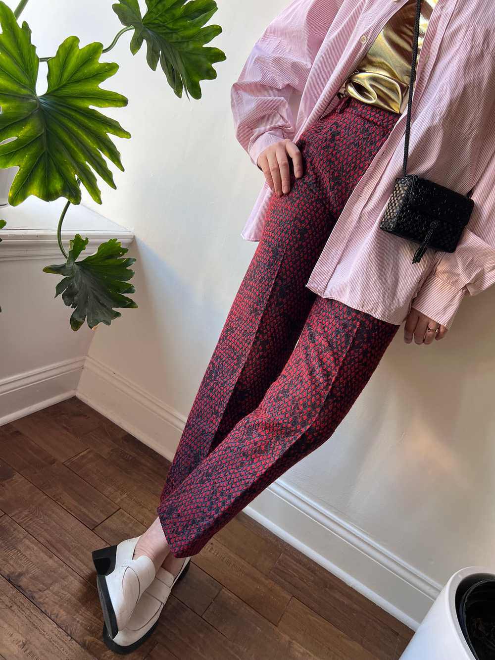 Red Jacquard Pants by Kenzo - image 2